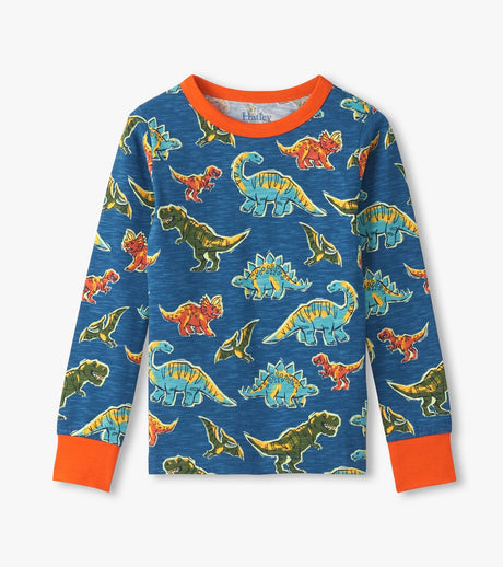 Hatley Kids Boys Dino Roar Stretch Cotton PJ Set - Star Sapphire