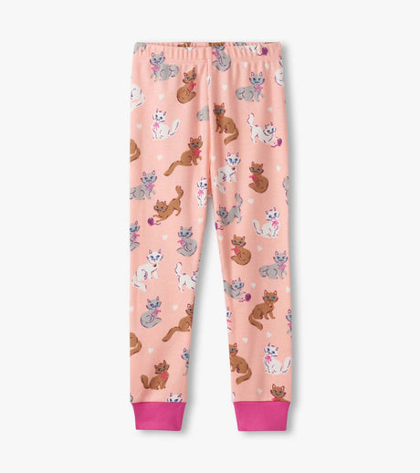 Hatley Kids Girls Little Kitties Cotton PJ Set - Poweder Pink