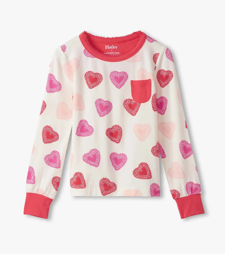 Hatley Kids/Youth Girls Cut Out Hearts Bamboo PJ Set - Cami Lace