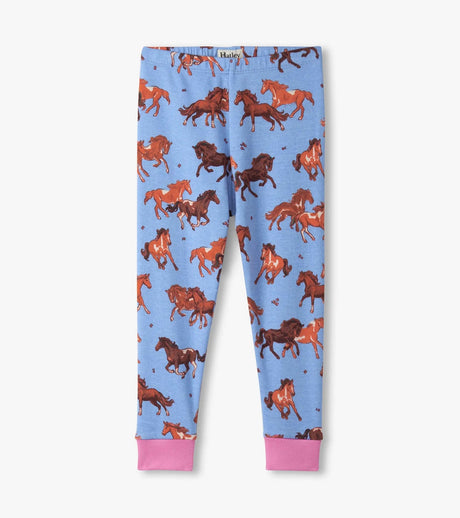 Hatley Kids/Youth Girls Horses Cotton PJ Set - Tinsel Horses