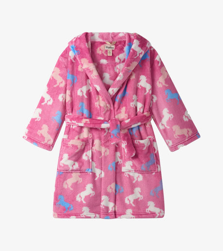 Hatley Youth Girls Horses Fuzzy Fleece Robe - A&M Clothing & Shoes - Westlock