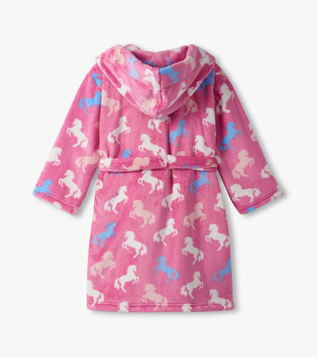 Hatley Youth Girls Horses Fuzzy Fleece Robe - Beautiful Horses
