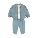 Dirkje Baby Boys Zip-Up Sweater & Joggers 3-Piece Set - Ocean Mist
