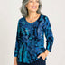 Julia Divina Women's 3/4 Sleeve Top - Black/Blue