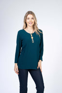 Julia Divina Women's 3/4 Sleeve Top - Teal