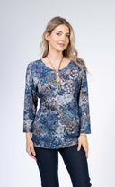 Julia Divina Women's 3/4 Sleeve Top - Blue