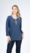 Julia Divina Women's 3/4 Sleeve Top - Steel Blue