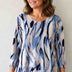 Julia Divina Women's 3/4 Sleeve Top Petite - Cream/Blue