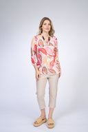 Julia Divina Women's 3/4 Sleeve Top Plus - Red Multi