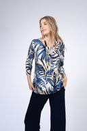 Julia Divina Women's 3/4 Sleeve Top Plus - Navy Multi