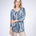 Julia Divina Women's Petite 3/4 Sleeve Top - Blue Multi