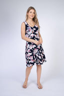 Julia Divina Women's Petite Fit N Flare Dress - Navy/Pink