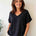Julia Divina Women's Short Sleeve V-Neck Top - Black