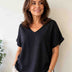Julia Divina Women's Short Sleeve V-Neck Top - Black
