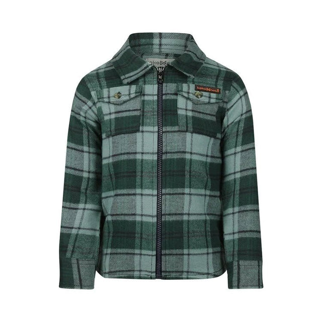 Koko Noko Kids Boys Long Sleeve Zip-Up Shirt - Green Gables