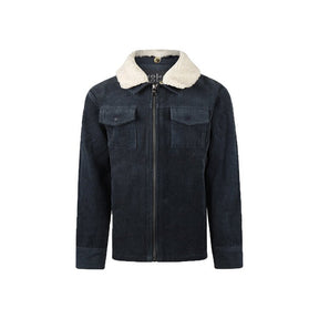 Koko Noko Kids Boys Zip-Up Faux Sherpa Collar Jacket - Steel Blue