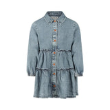 Koko Noko Kids Girls Button-Up Long Sleeve Jean Dress - Light Denim