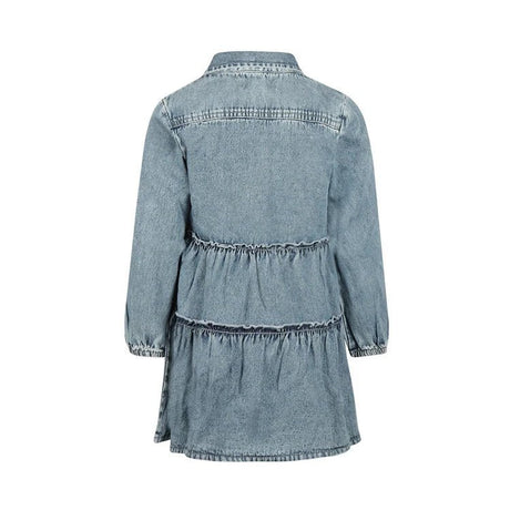 Koko Noko Kids Girls Button-Up Long Sleeve Jean Dress - Light Denim