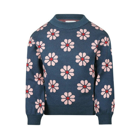 Koko Noko Kids Girls Flower Long Sleeve Sweater - Blue/Pink