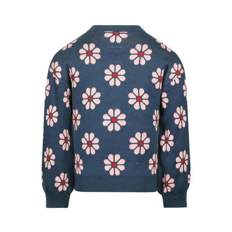 Koko Noko Kids Girls Flower Long Sleeve Sweater - Blue/Pink