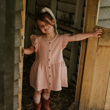 Koko Noko Kids Girls Ruffle Sleeve Button Up Dress - A&M Clothing & Shoes