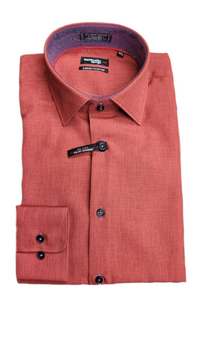 Leo Chevalier Men's Fittd LS Dress Shirt - Scarlet