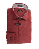 Leo Chevalier Men's Fitted LS Dress Shirt - Burgundy