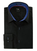 Leo Chevalier Men's Fitted LS Dress Shirt - Black