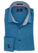 Leo Chevalier Men's Fitted LS Dress Shirt - Denim Blue