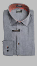 Leo Chevalier Men's Fitted LS Dress Shirt - Dark Grey