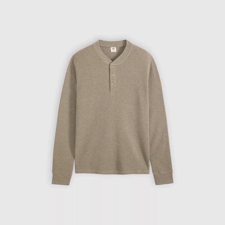 Levi's Men's Long Sleeve Thermal 3 Button Henley - Brindle Heather