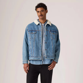 Levi's Men's Relaxed Fit Sherpa Trucker Washed Away Jacket - Washed Away