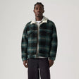 Levi's Men's Type 3 Sherpa Trucker Merle Plaid Jacket - Frost Grey