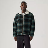 Levi's Men's Type 3 Sherpa Trucker Merle Plaid Jacket - Frost Grey
