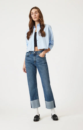 Mavi Women's Savannah Cuffed Shaded Classic Jeans - Shaded Blue