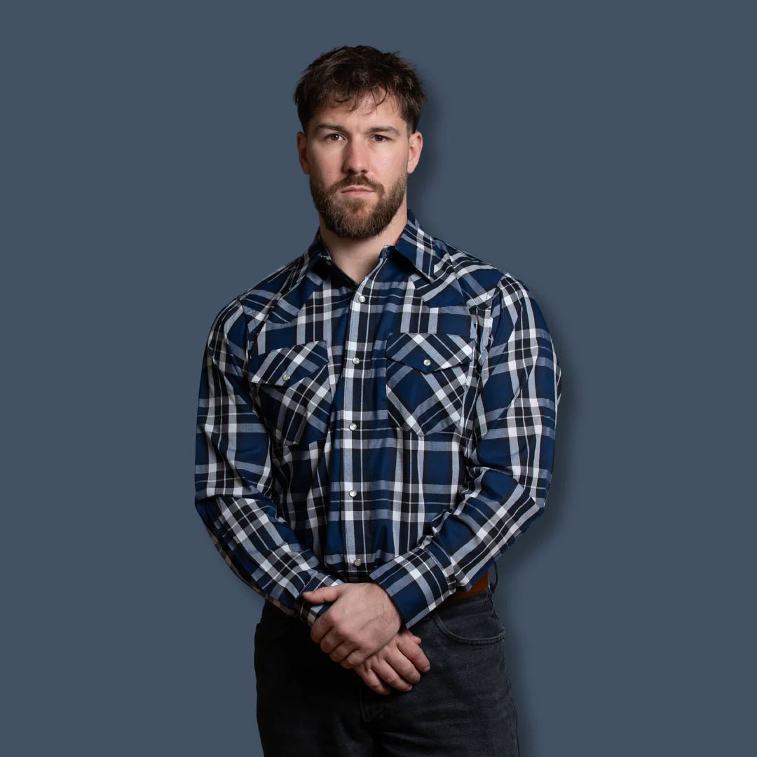 MWG Men's Plaid Longsleeve Snap Shirt - A&M Clothing & Shoes