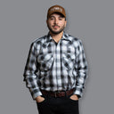 MWG Men's Plaid Longsleeve Snap Shirt - Black/Grey