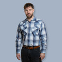MWG Men's Plaid Longsleeve Snap Shirt - Sky Blue