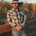 MWG Men's Plaid Longsleeve Snap Shirt - Black Orange