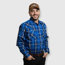 MWG Men's Plaid Longsleeve Snap Shirt - Royal Blue