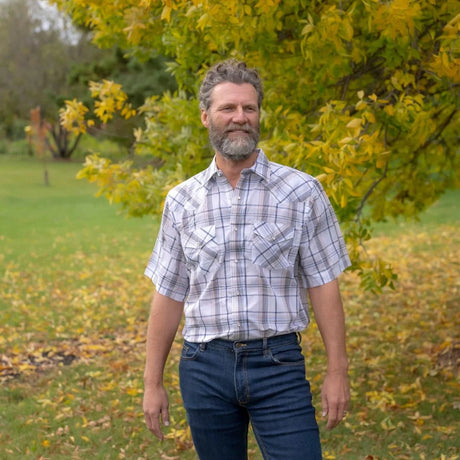 MWG Men's Plaid Short Sleeve Snap Shirt - A&M Clothing & Shoes - Westlock