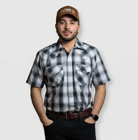 MWG Men's Plaid Short Sleeve Snap Shirt - A&M Clothing & Shoes
