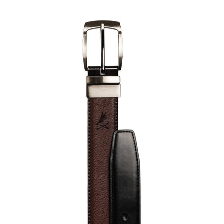 Nick Graham Men's Smooth to Pebble Stitched Reversible Belt - Black/Brown