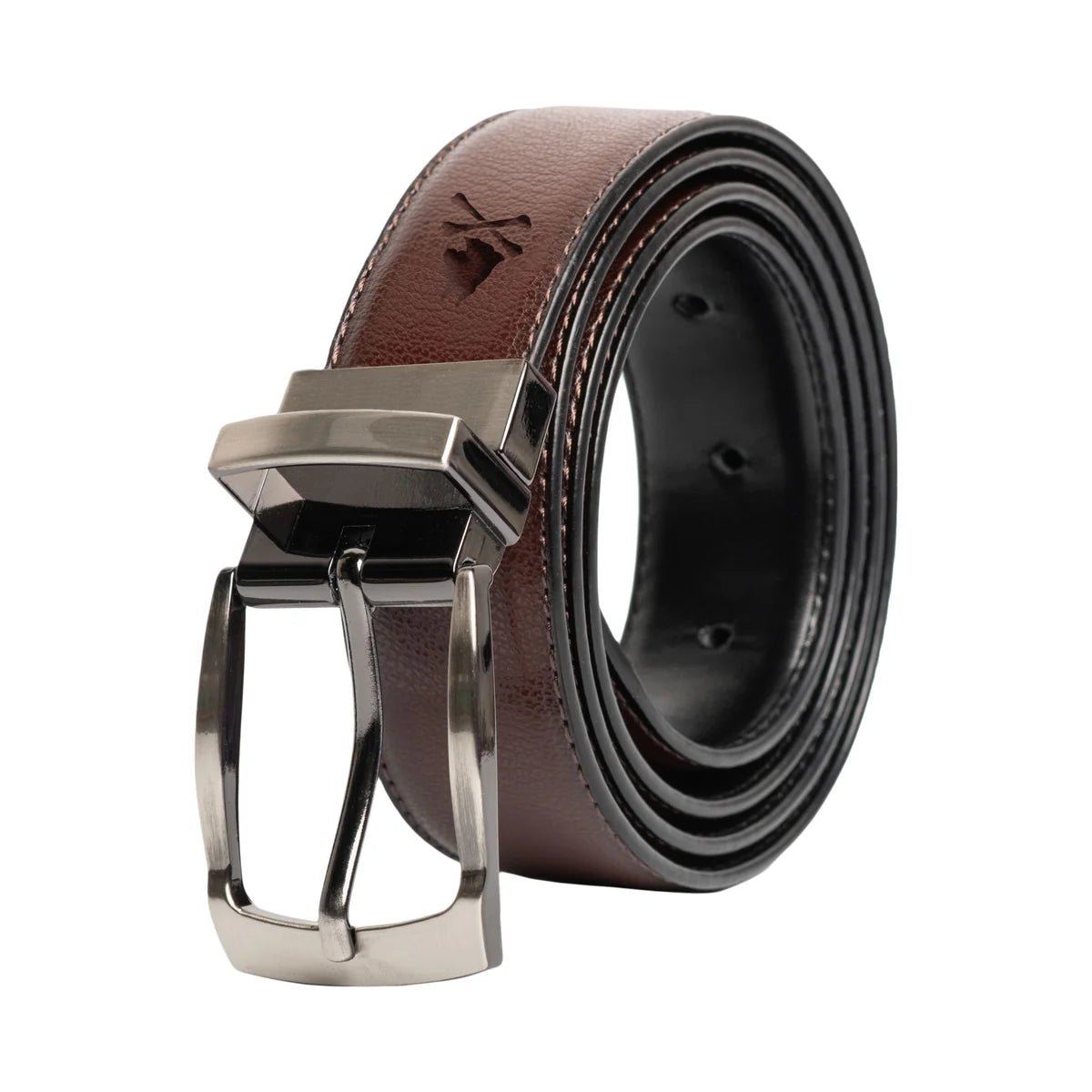 Nick Graham Men's Smooth to Pebble Stitched Reversible Belt - Black/Brown