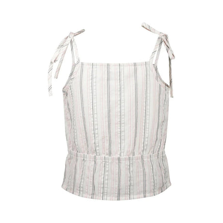 No Way Monday Youth Girls Button Front Tie Strap Top - Off White