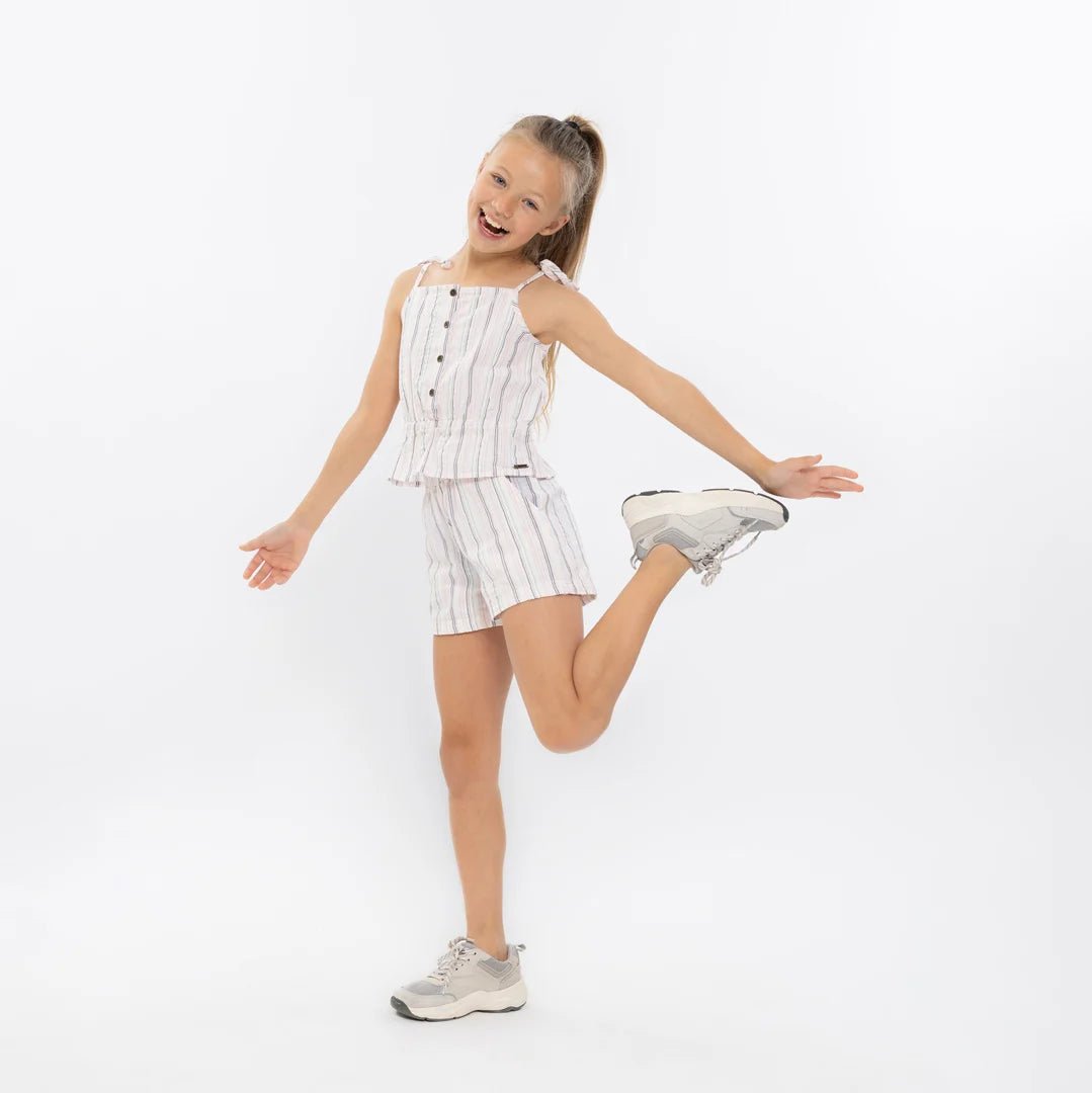 No Way Monday Youth Girls Button Front Tie Strap Top - A&M Clothing & Shoes