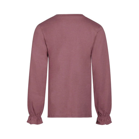 No Way Monday Youth Girls Long Sleeve Ruffle T-Shirt - Burgundy