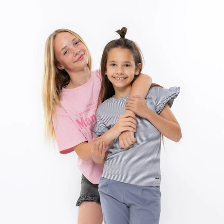 No Way Monday Youth Girls Ruffle Sleeve T-Shirt - Faded Blue