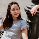 No Way Monday Youth Girls Ruffle Sleeve T-Shirt - Faded Blue