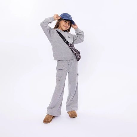 No Way Monday Youth Girls Wide Leg Drawstring Joggers - Grey